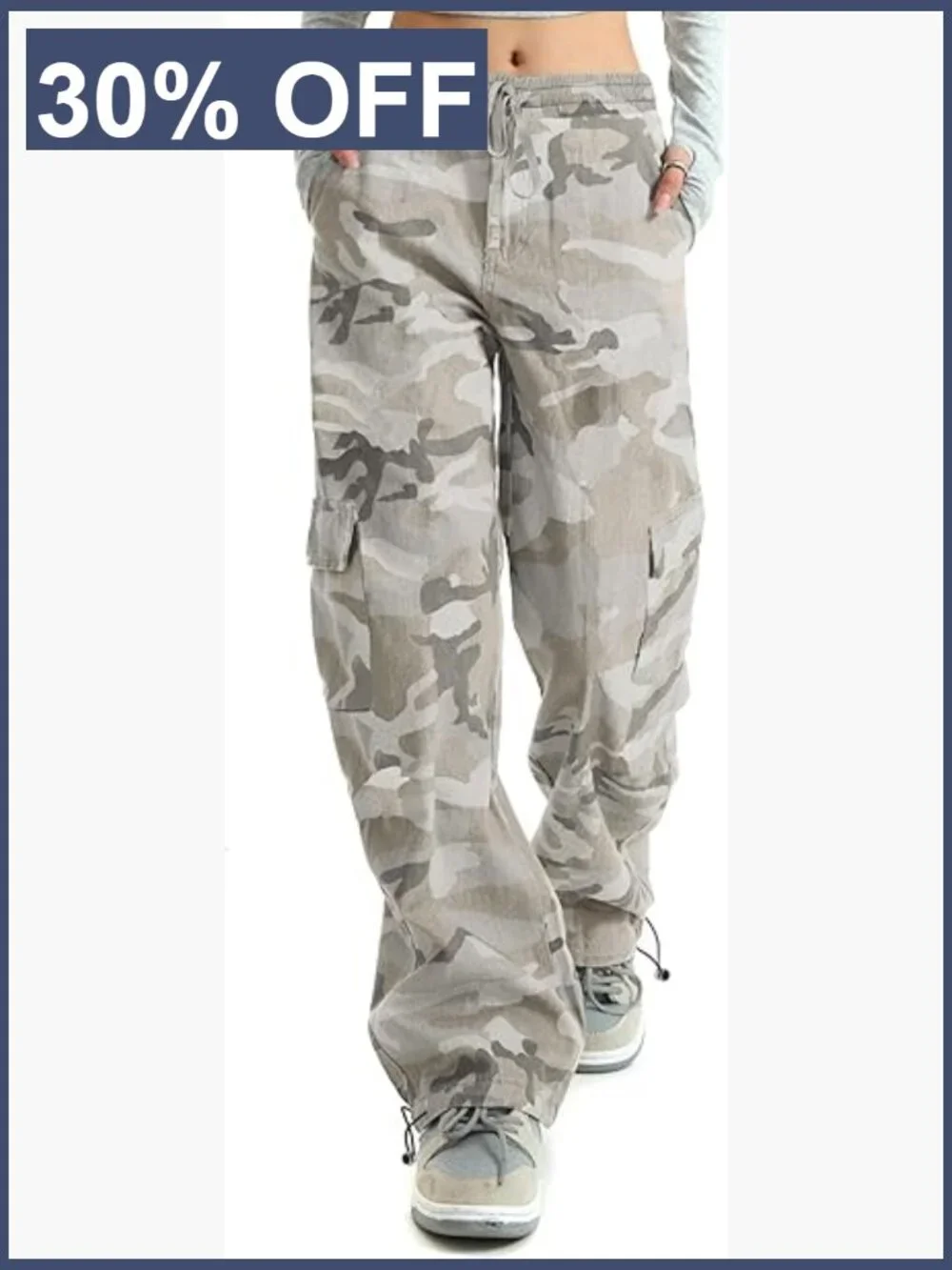 High Waisted Wide Leg Cargo Pants Baggy Elastic Waist Y2K